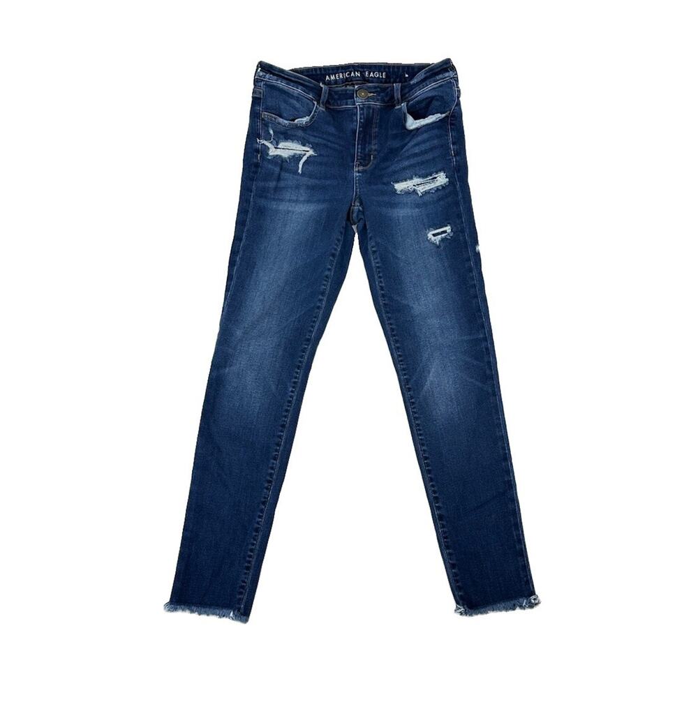 American Eagle Size 10 Women Distressed Raw Hem Jeggings Next Level Stretch W32